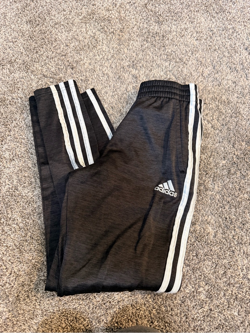 adidas Black Joggers with White Three-Stripes